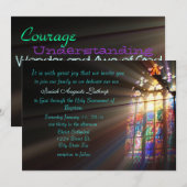 Glas in lood Baptism Uitnodiging/Aankondiging Kaart (Voorkant / Achterkant)