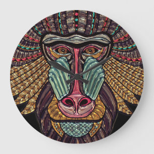 Glas in lood baviaanse mozaïekkunst grote klok