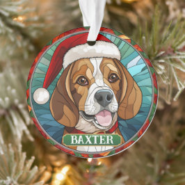  Glas in lood Beagle Round Christmas Ornament