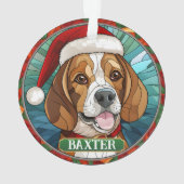  Glas in lood Beagle Round Christmas Ornament (achterkant)