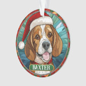  Glas in lood Beagle Round Christmas Ornament (voorkant)