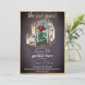 Glas in lood Beauty & de Beast Gothic Castle Kaart (Staand voorkant)