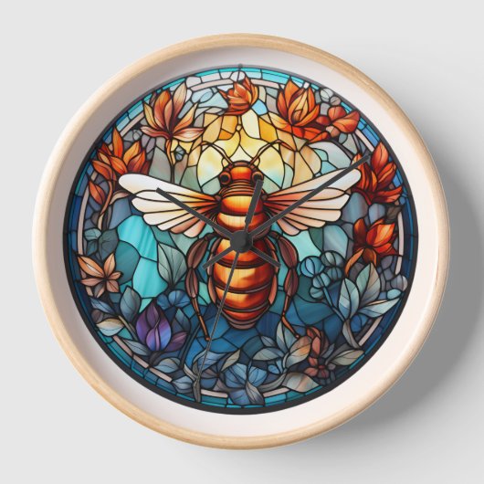 Glas in lood Bee Wall Clock (Voorkant)