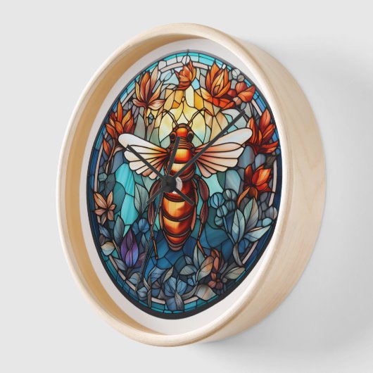 Glas in lood Bee Wall Clock (Hoek)