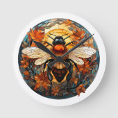 Glas in lood Bee Wall Clock Ronde Klok (Voorkant)