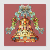 Glas in lood Bell Kerst Magnetische Kaart (Voorkant)