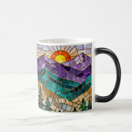 Glas-in-lood bergzonneopgang mok