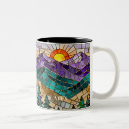 Glas-in-lood bergzonneopgang mok
