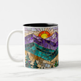 Glas-in-lood bergzonneopgang mok
