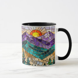 Glas-in-lood bergzonneopgang mok