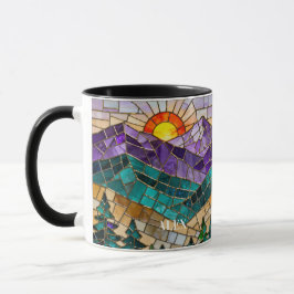Glas-in-lood bergzonneopgang mok