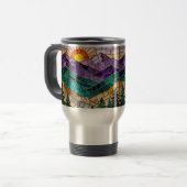 Glas-in-lood bergzonneopgang mok (Voorkant links)
