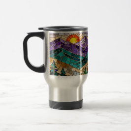 Glas-in-lood bergzonneopgang mok