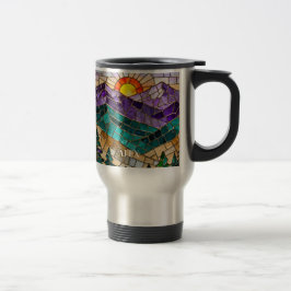 Glas-in-lood bergzonneopgang mok