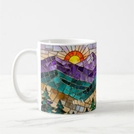Glas-in-lood bergzonneopgangmok - Nature Art Co Koffiemok