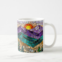 Glas-in-lood bergzonneopgangmok - Nature Art Co Koffiemok