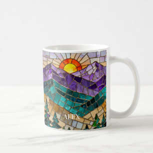 Glas-in-lood bergzonneopgangmok - Nature Art Co Koffiemok