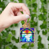Glas in lood Bevestiging Heilige Geest Duif Sleutelhanger (Hand)