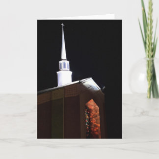 Glas in lood bij nacht wenskaart feestdagen kaart