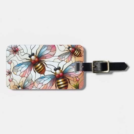 Glas in lood Bijen Bagagelabel (Voorkant horizontaal)