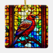 Glas in lood Bird gepersonaliseerde kerst Keramisch Ornament (Voorkant)