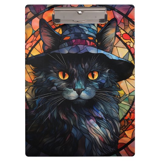 Glas in lood Black Cat Klembord (Voorkant)
