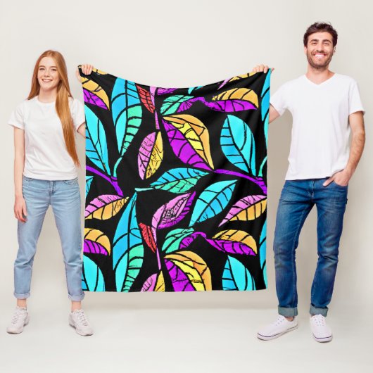 Glas-in-lood Bladeren Ontwerp Fleece Deken (In situ)