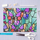 Glas in lood blauw en Paars vlinder Tissuepapier (Craft)