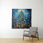Glas in lood Blauw Kerstmis Tapestry Wandkleed (In situ)