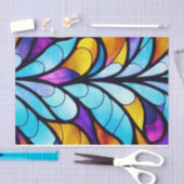 Glas in lood Blauw, Paars en Geel ontkleurd Tissuepapier (Craft)