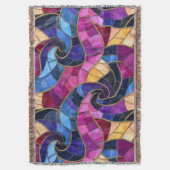 Glas-in-lood blauw paars ontwerp deken (Voorkant Verticaal)