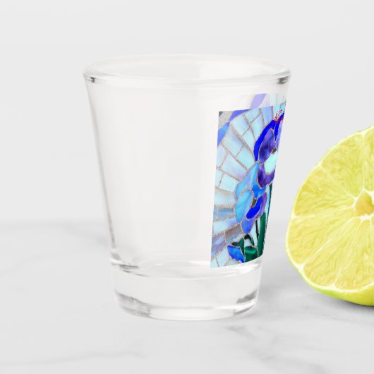 Glas in lood blauwe bloem Thunder_Cove (Links)