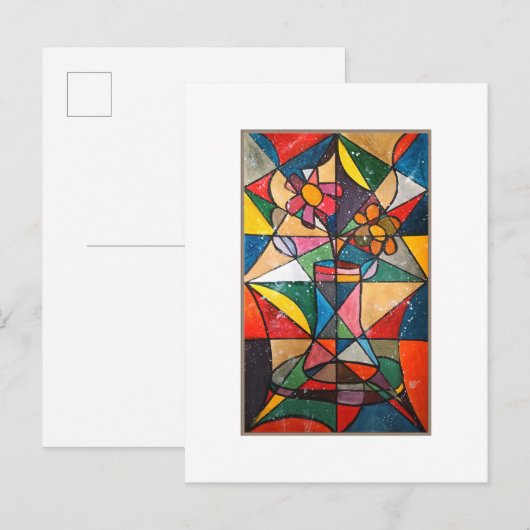 Glas in lood Bloem Acryl Kunstwerk Briefkaart (Voorkant / Achterkant)