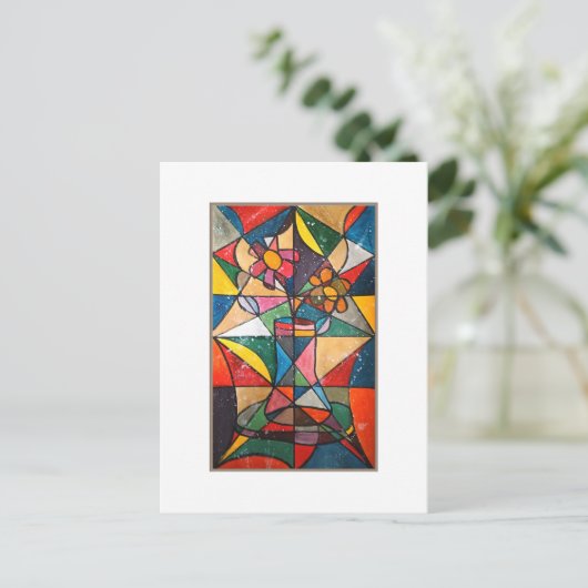 Glas in lood Bloem Acryl Kunstwerk Briefkaart (Staand voorkant)