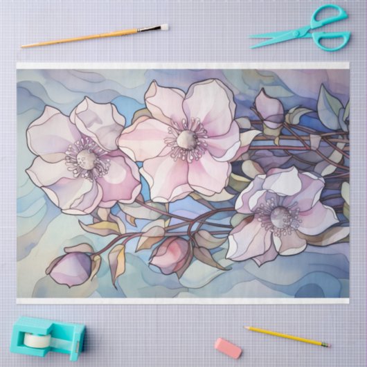 Glas in lood Bloem Découpage Tissue Papier (Craft)