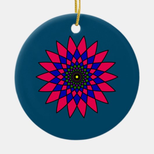 Glas in lood bloem keramisch ornament (Voorkant)