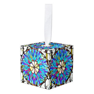 Glas in lood bloem-kubusversiering decoratie