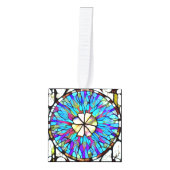 Glas in lood bloem-kubusversiering decoratie (Voorkant)