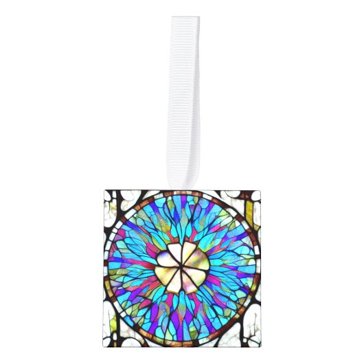 Glas in lood bloem-kubusversiering decoratie (Voorkant)