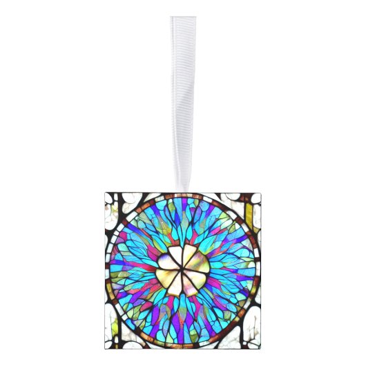 Glas in lood bloem-kubusversiering decoratie (Rechts)