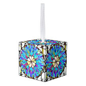 Glas in lood bloem-kubusversiering decoratie (Achter hoekig)