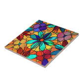  Glas in lood Bloemen Blauw Tegeltje (Zijkant)