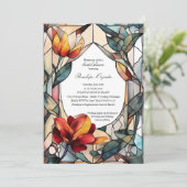 Glas in lood Bloemen Bruids Douche Uitnodiging (Staand voorkant)