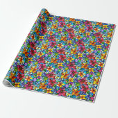 Glas in lood Bloemen en Blad Naadloos Patroon Cadeaupapier (Uitgerold)