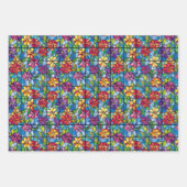 Glas in lood Bloemen en Blad Naadloos Patroon Inpakpapier Vel (Voorkant 3)