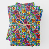 Glas in lood Bloemen en Blad Naadloos Patroon Inpakpapier Vel (In situ)