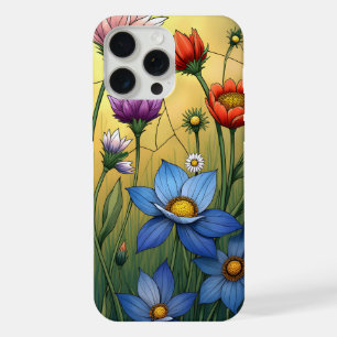 Glas-in-lood Bloemen iPhone 15 Pro Max Case