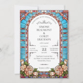 Glas in lood Bloemen Lijst bruiloft Kaart (Voorkant)