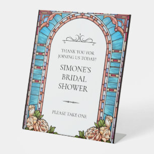 Glas in lood Bloemen Lijst bruiloft Reclamebord Met Voetstuk