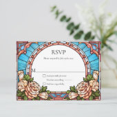 Glas in lood Bloemen Lijst bruiloft RSVP Reageer (Staand voorkant)